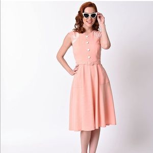 Voodoo Vixen Peach & White Sleeveless Dress